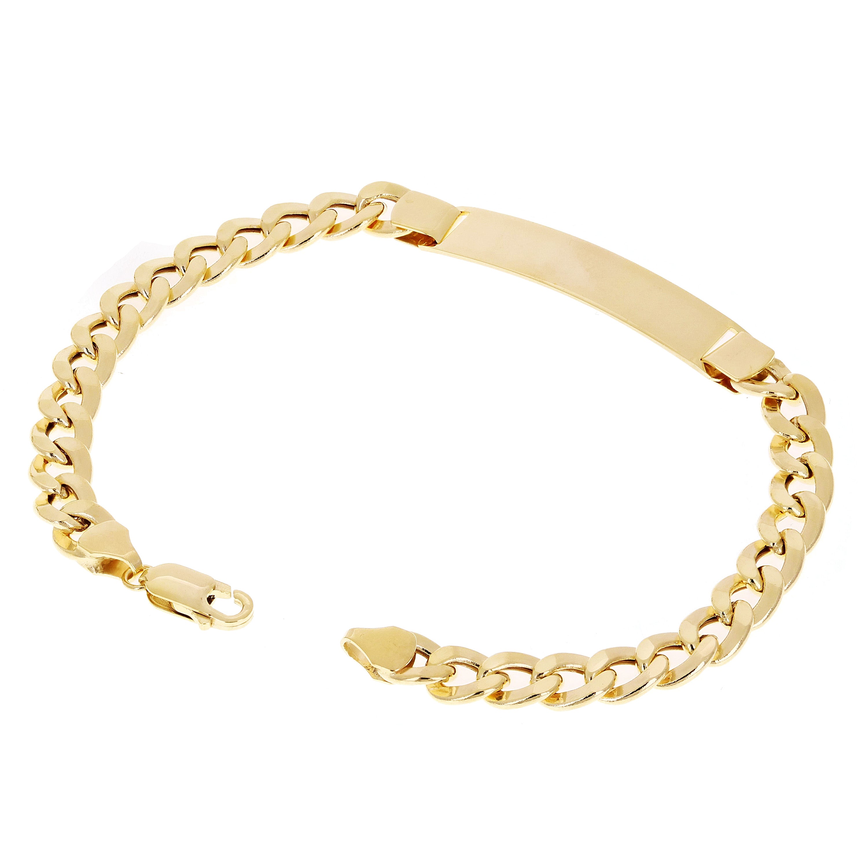 Italian 14k Yellow Gold Hollow Engravable Cuban ID Bracelet 7.75" 8 grams 7.5mm