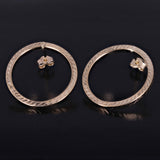 Italian 14k Yellow Gold Slim Diamond-Cut Eternity Circle Drop Hoop Stud Earrings - Shiny Yellow