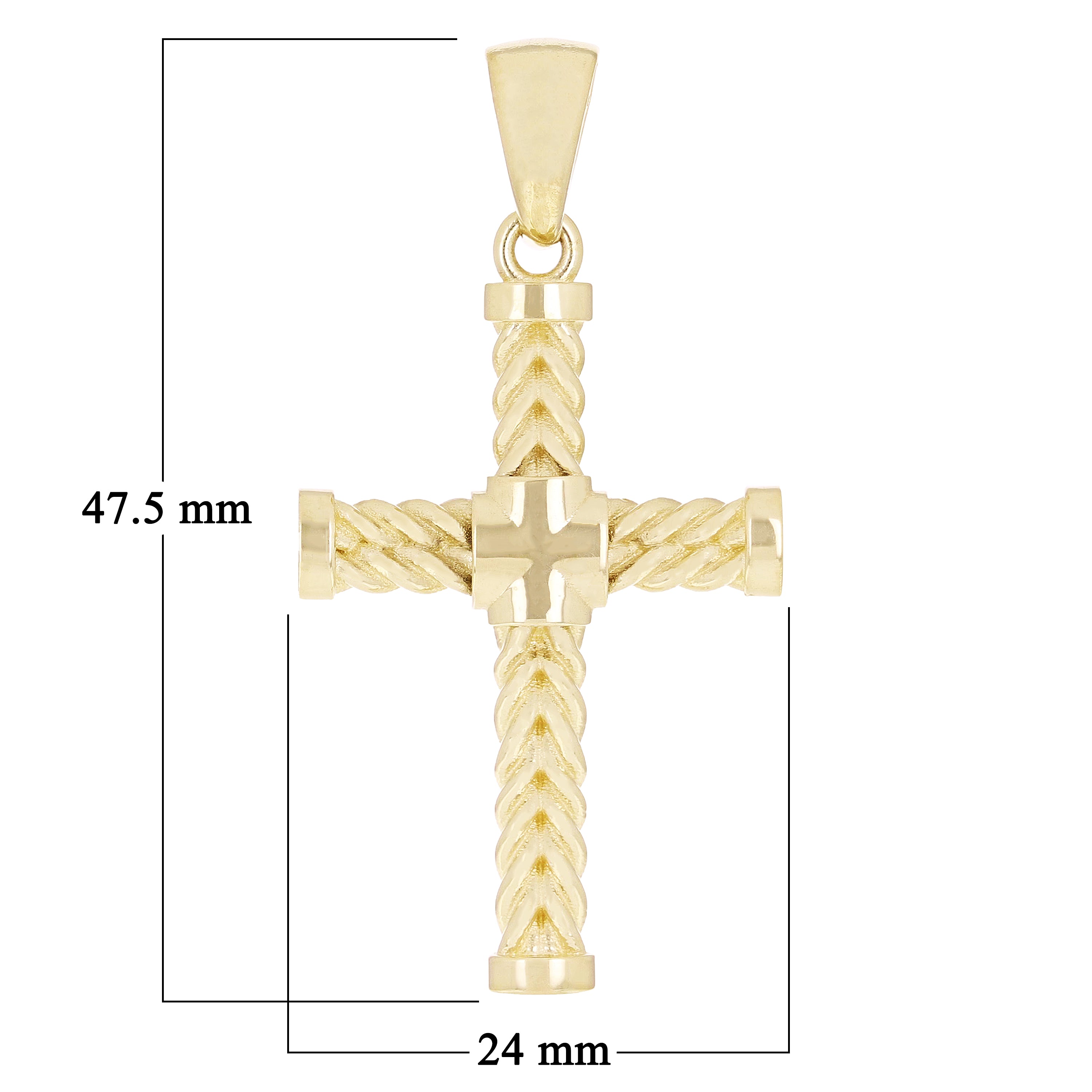 14k Yellow Gold Wheat Cross Religious Charm Pendant 1.9" 8 grams