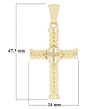 14k Yellow Gold Wheat Cross Religious Charm Pendant 1.9" 8 grams