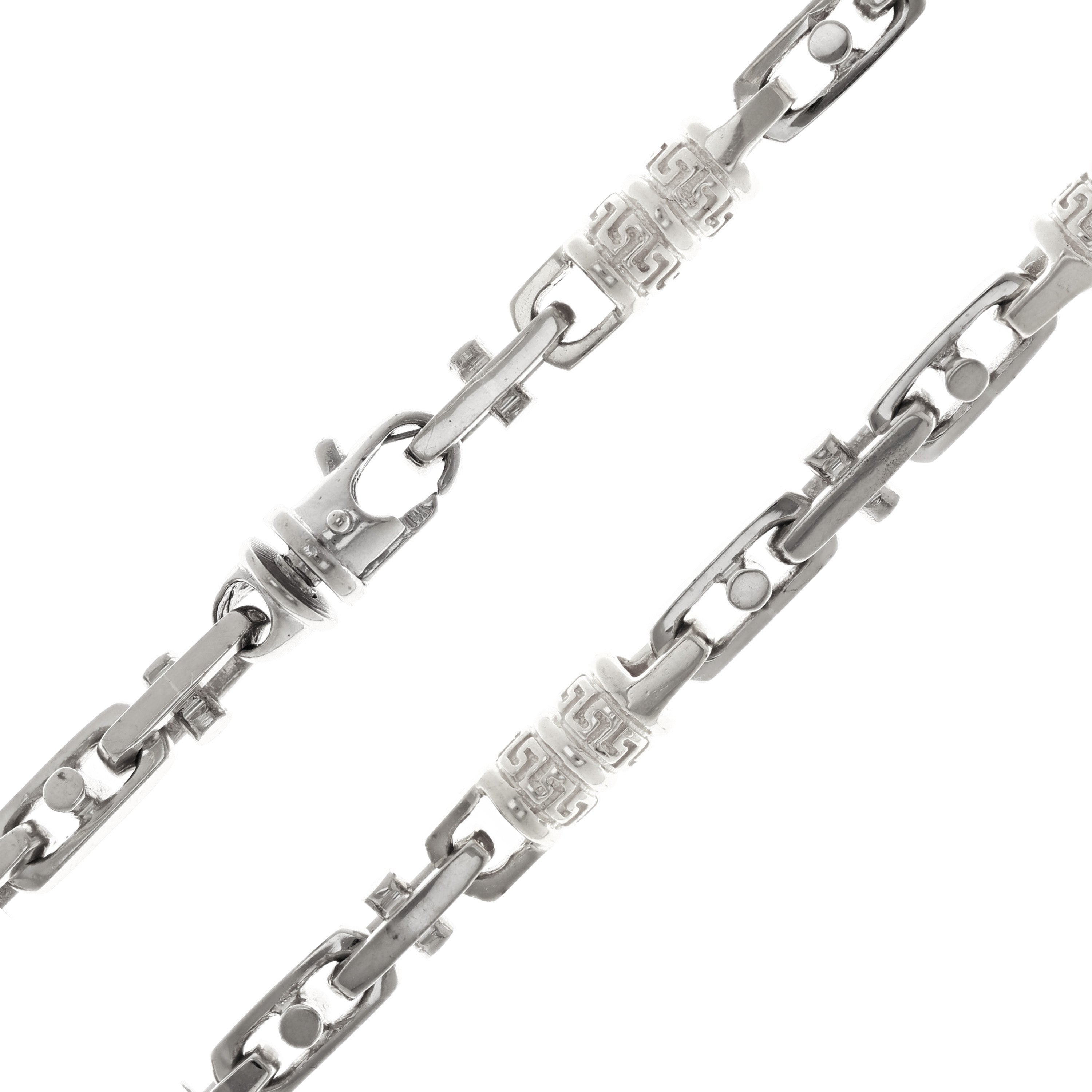 14k White Gold Handmade Fashion Link Necklace 28" 7.55mm - White,28"