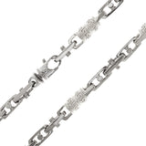 14k White Gold Handmade Fashion Link Necklace 28" 7.55mm - White,28"