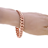 10k Rose Gold Solid Heavy Miami Cuban Chain Link Bracelet 8" 10 mm 52 grams with Box Clasp - Rose,8"