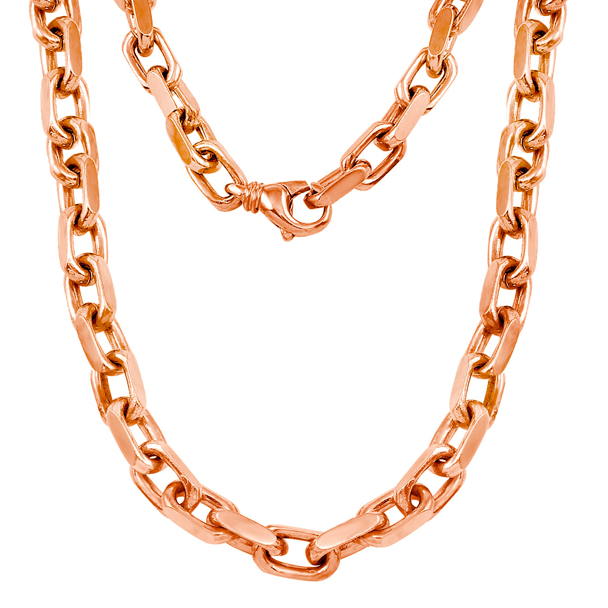 14k Rose Gold Handmade Fashion Link Necklace 30" 7.94mm - Rose,30"
