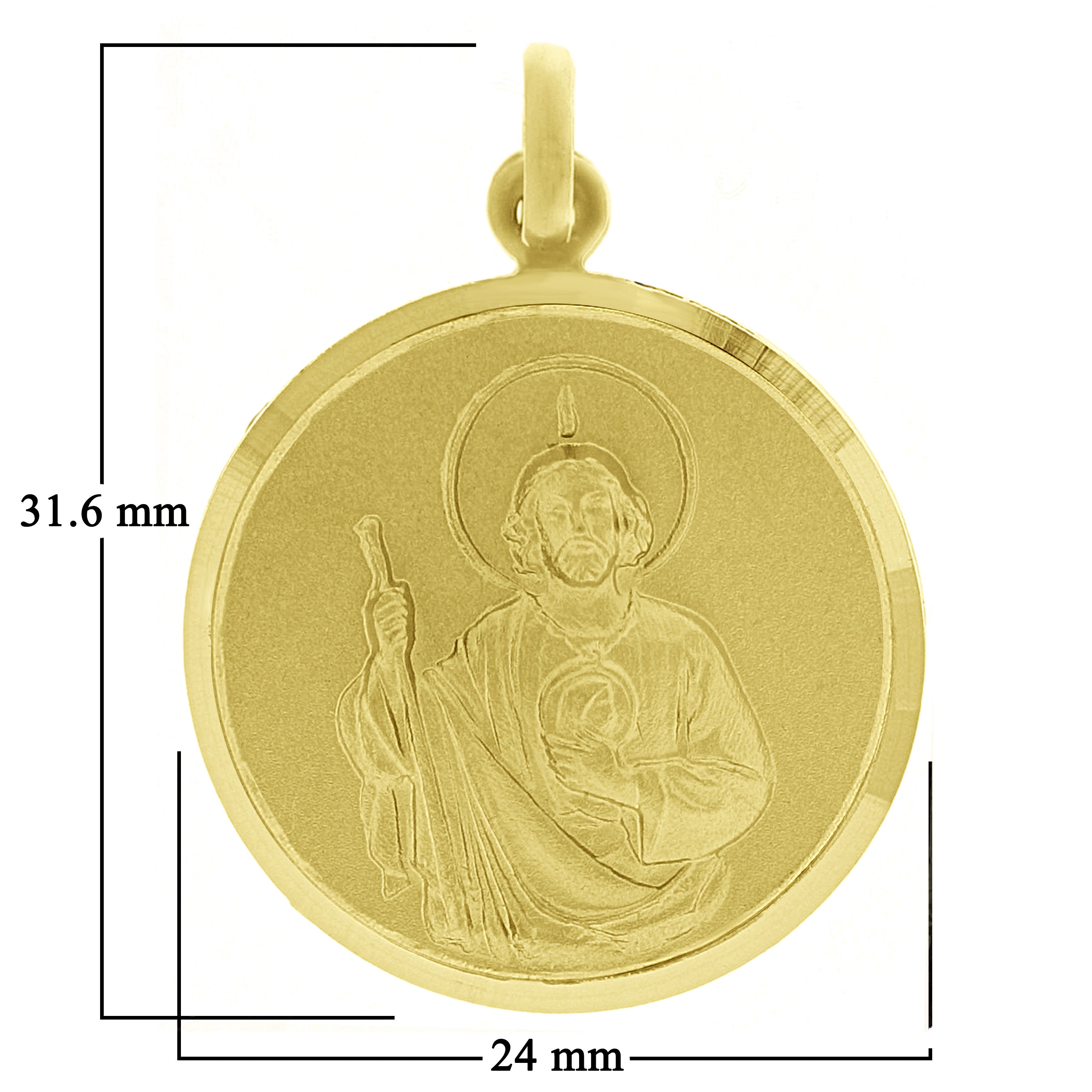 Italian 14k Yellow Gold Saint Jude Religious Charm Medal Pendant 1.2" 3.5 grams