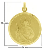 Italian 14k Yellow Gold Saint Jude Religious Charm Medal Pendant 1.2" 3.5 grams