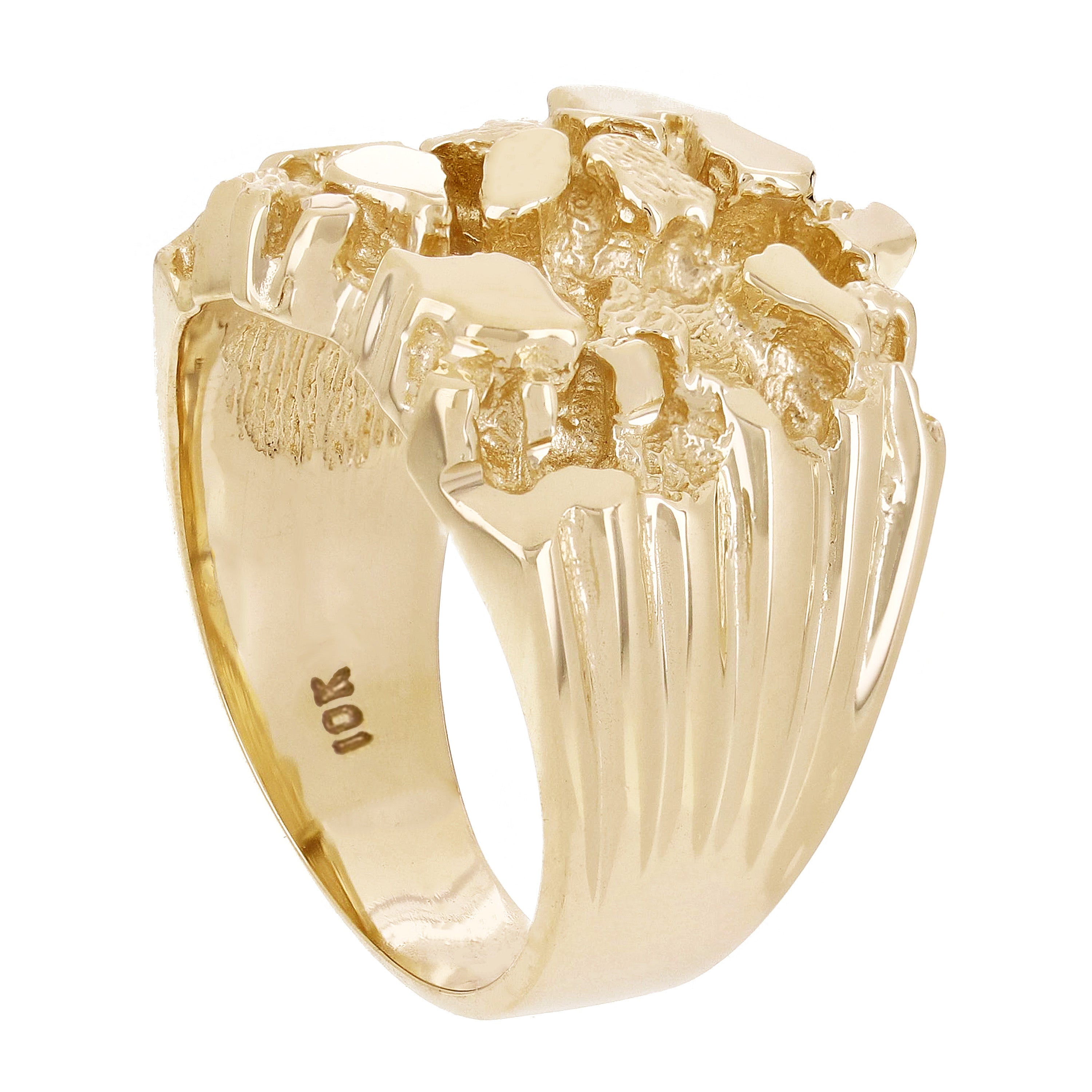 Men's 10k Yellow Gold Solid Nugget Ring Size 8 - 19.5mm 14.5 grams - Ring Size 8