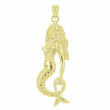 14k Yellow Gold Mermaid Charm Pendant 2" 5 grams