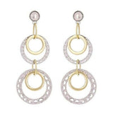 14k Two Tone Gold Round Drop Dangling Earrings 2" 6.2 grams