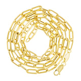 Italian 14k Yellow Gold Hollow Paper Clip Link Chain Necklace 18" 3mm 3.6 grams - 18" 3.6 grams