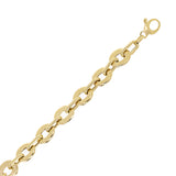 Italian 14k Yellow Gold Oval & Paper Clip Link Chain Bracelet 7.5" 10mm 7 grams