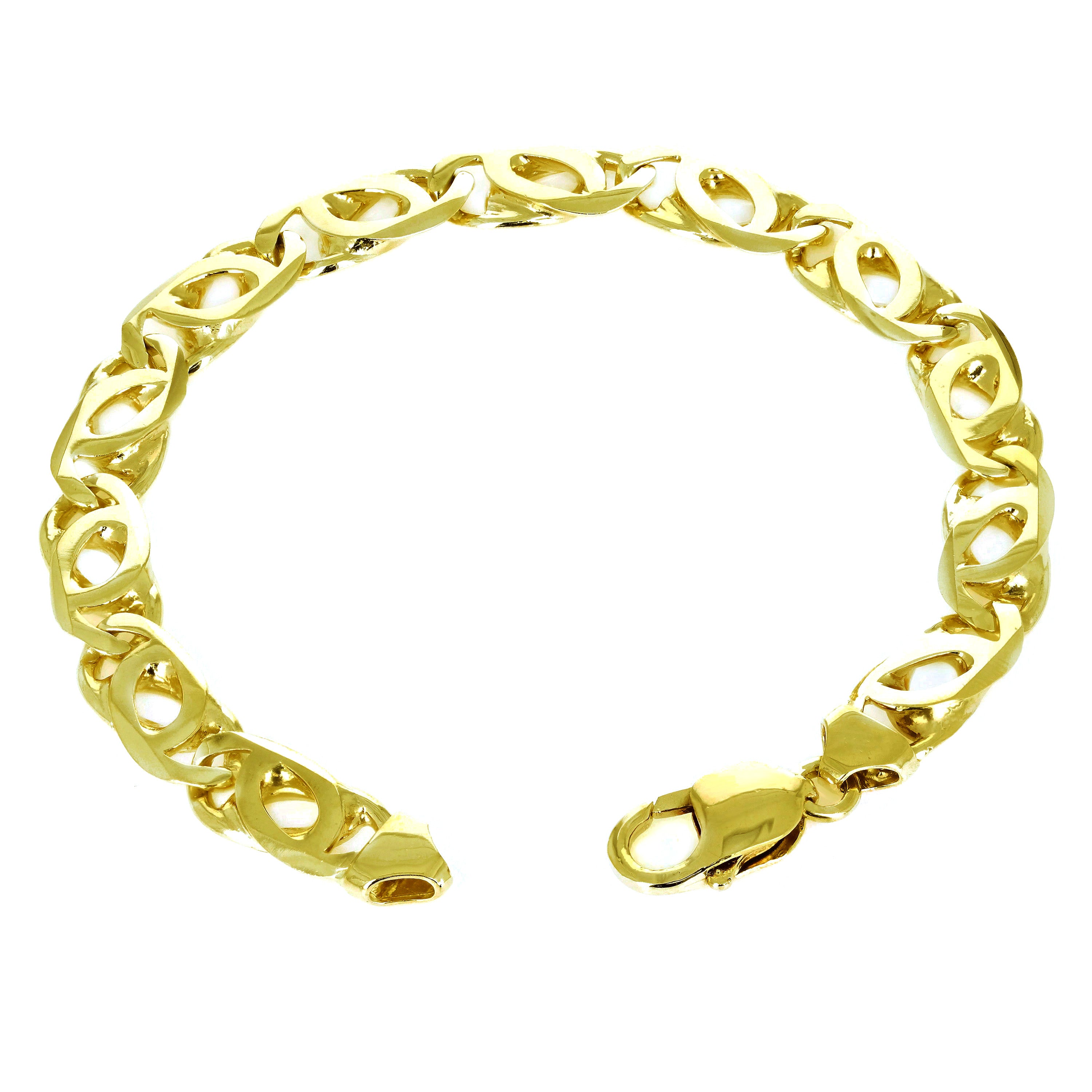 10k Yellow Gold Solid Handmade Overlapping Link Chain Bracelet 7" 9mm 21.5 grams - 7" 21.5 grams