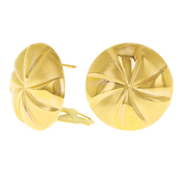 14k Yellow Gold Hollow Puffy Swirl Round Earrings 20mm 5.8 grams