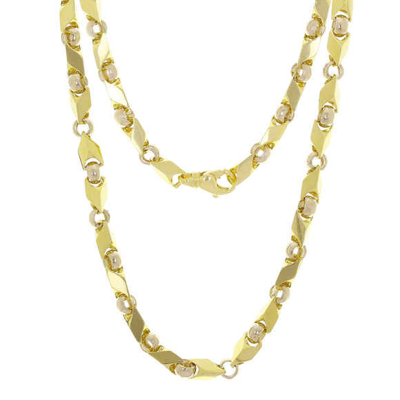 10k Yellow & White Gold Handmade Fashion Link Necklace 24