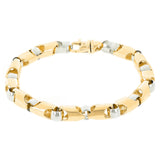14k Yellow & White Gold Solid Bullet Style Link Chain Bracelet 7" 6mm 25.2 grams - Yellow and White,7" 25.2 grams