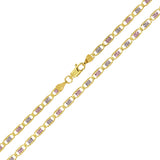 Italian 14k Tri-Color Gold Diamond Cut Valentino Chain Necklace 18" 3.3mm 7 grams - 18" 7 grams