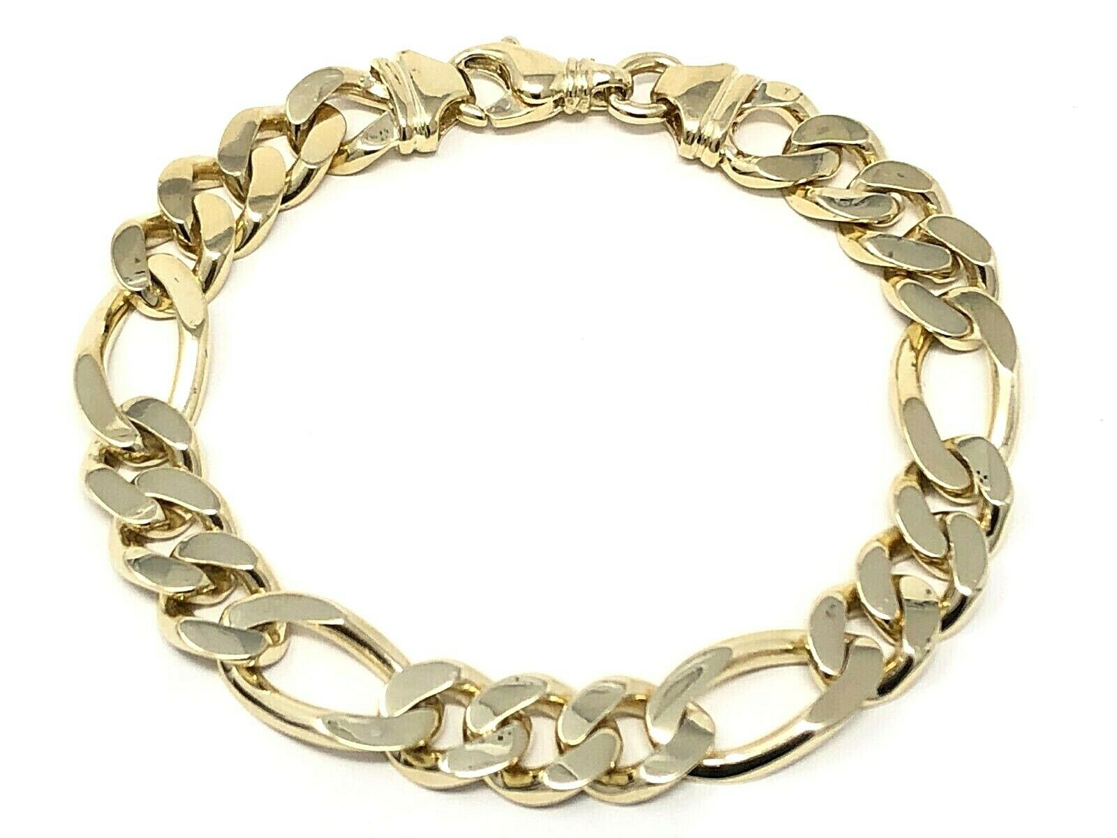 Men's 14k Yellow Gold Figaro Chain Bracelet 9" 11.8mm 56.7 grams