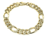Men's 14k Yellow Gold Figaro Chain Bracelet 9" 11.8mm 56.7 grams