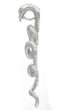 14k White Gold Detailed 3D Cobra Snake Charm Pendant 2" 14.2 grams