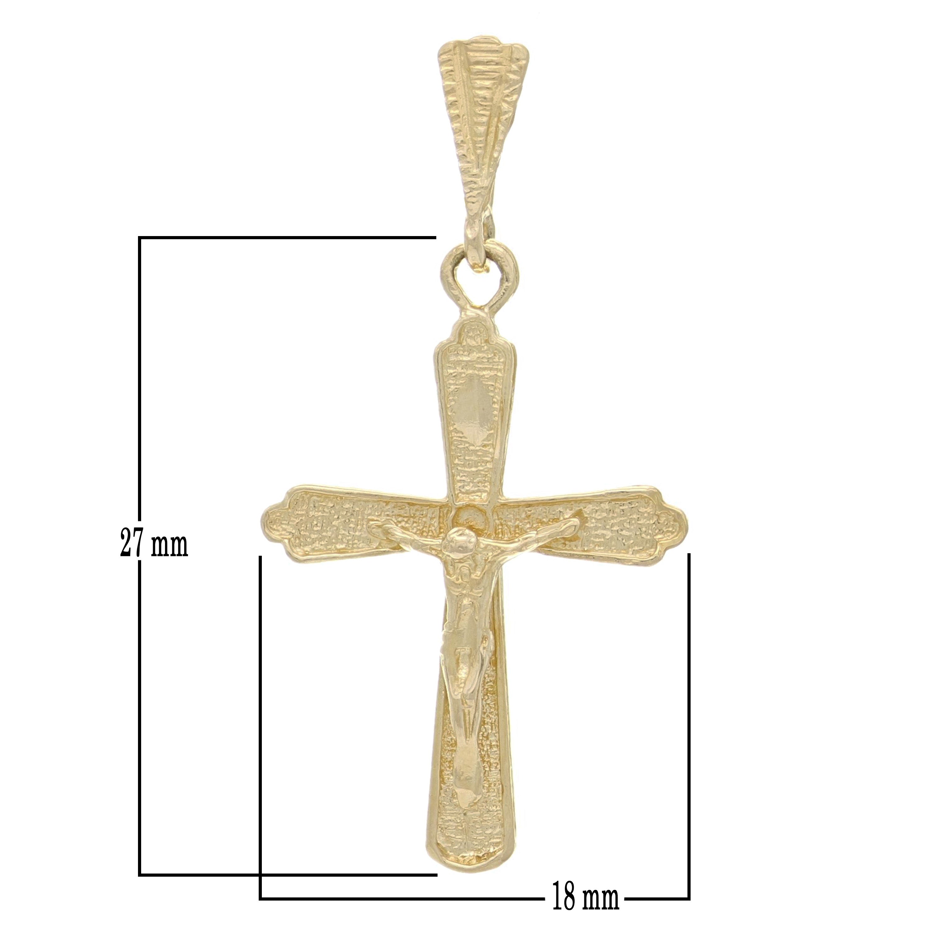 14k Yellow Gold Religious Jesus Christ Crucifix Cross Charm Pendant 1.3" 1.8g