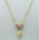 14k Tri Color Gold Ball Beads Lady Bug Charms Singapore Chain Necklace 17"