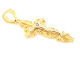 14k Two Tone Gold Jesus Christ Crucifix Filigree Cross Charm Pendant 1.8 grams