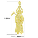 14k Yellow Gold Solid Santa Muerte Grim Reaper Angel of Death Charm Pendant 5.4g