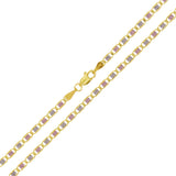 Italian 14k Tri-Color Gold Diamond Cut Valentino Chain Necklace 16" 2.6mm 3.8 grams - 16" 3.8 grams