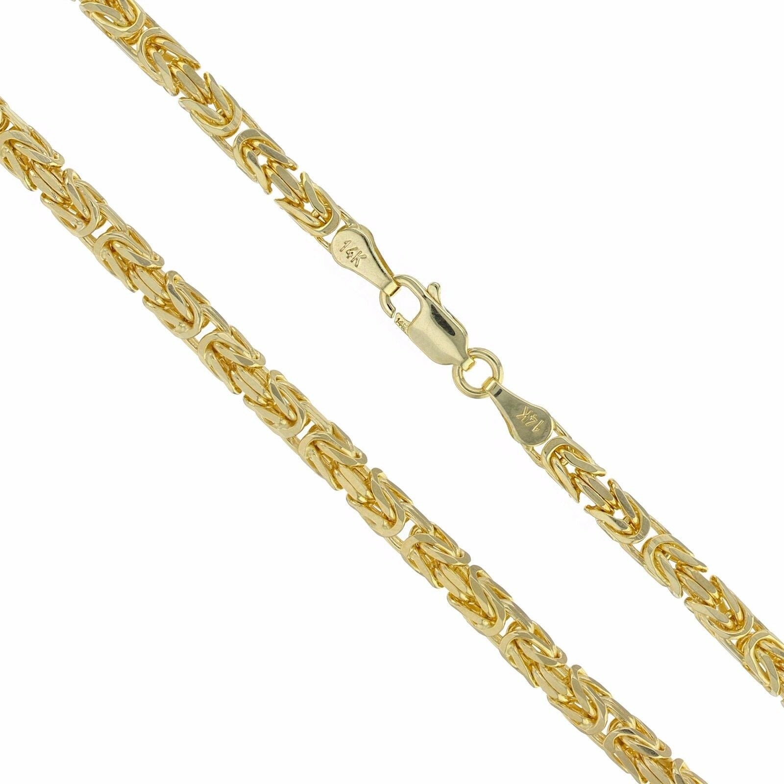 14k Yellow Gold Solid Square Byzantine Chain Necklace 26" 3.5mm 48.4 grams