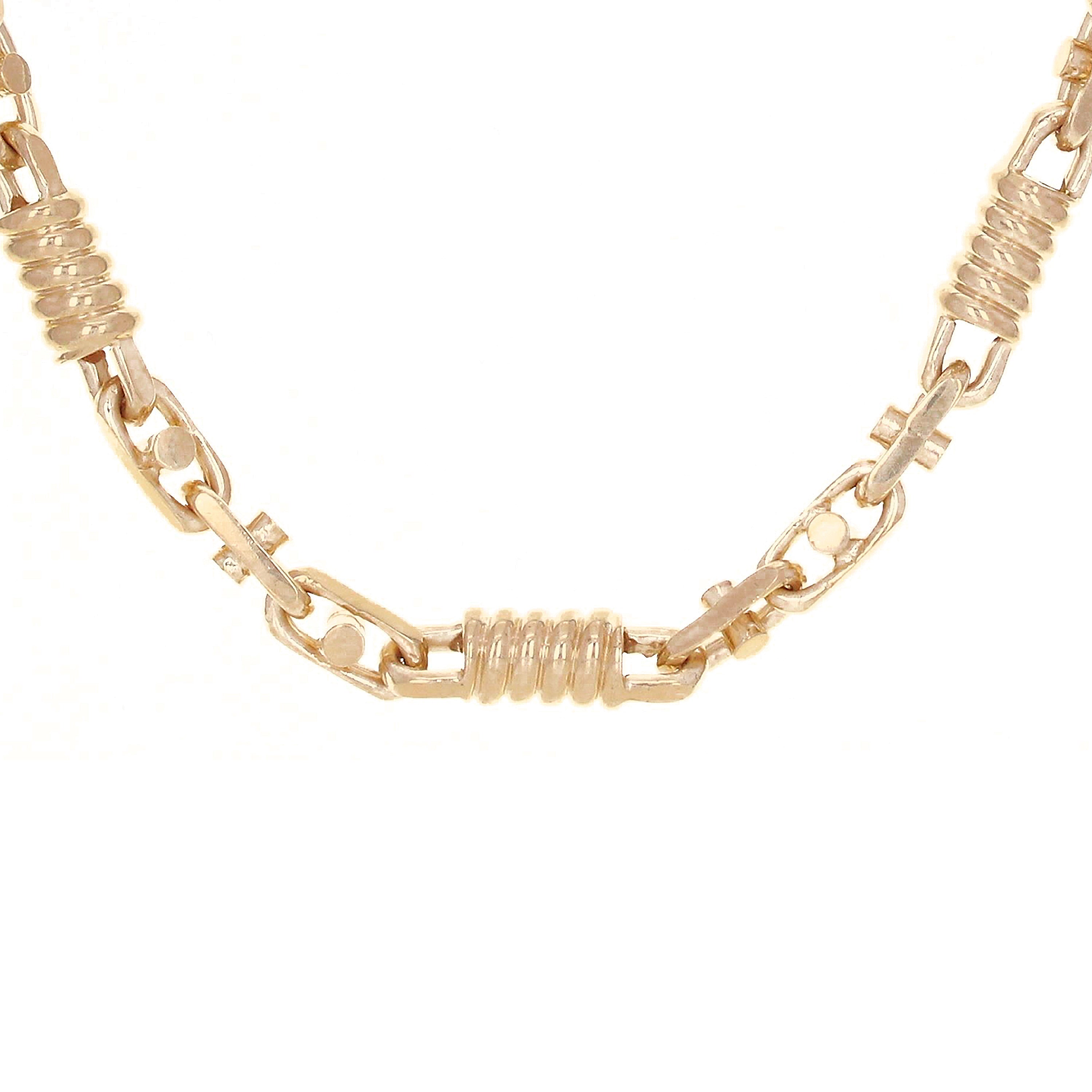 14k Rose Gold Handmade Spring Barrel Link Necklace 26" 7mm 83.5 grams - Rose,26"