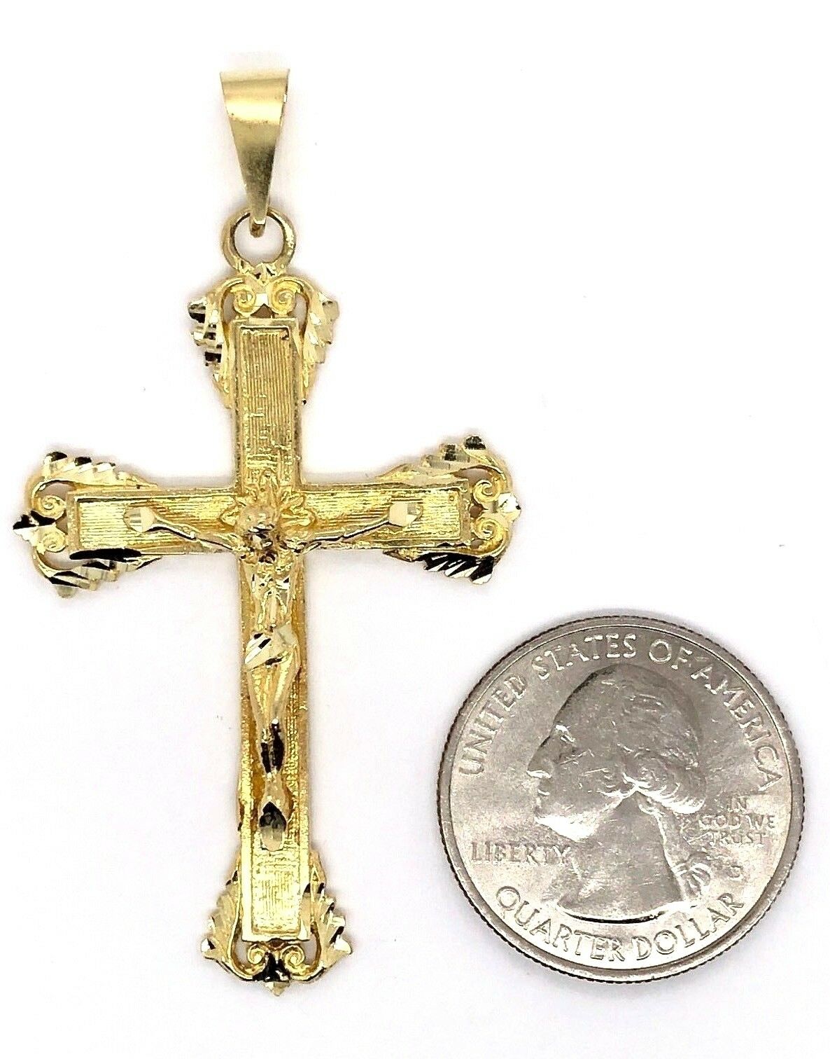 10k Yellow Gold 3D Jesus Christ Crucifix Cross Charm Pendant 6.1 grams