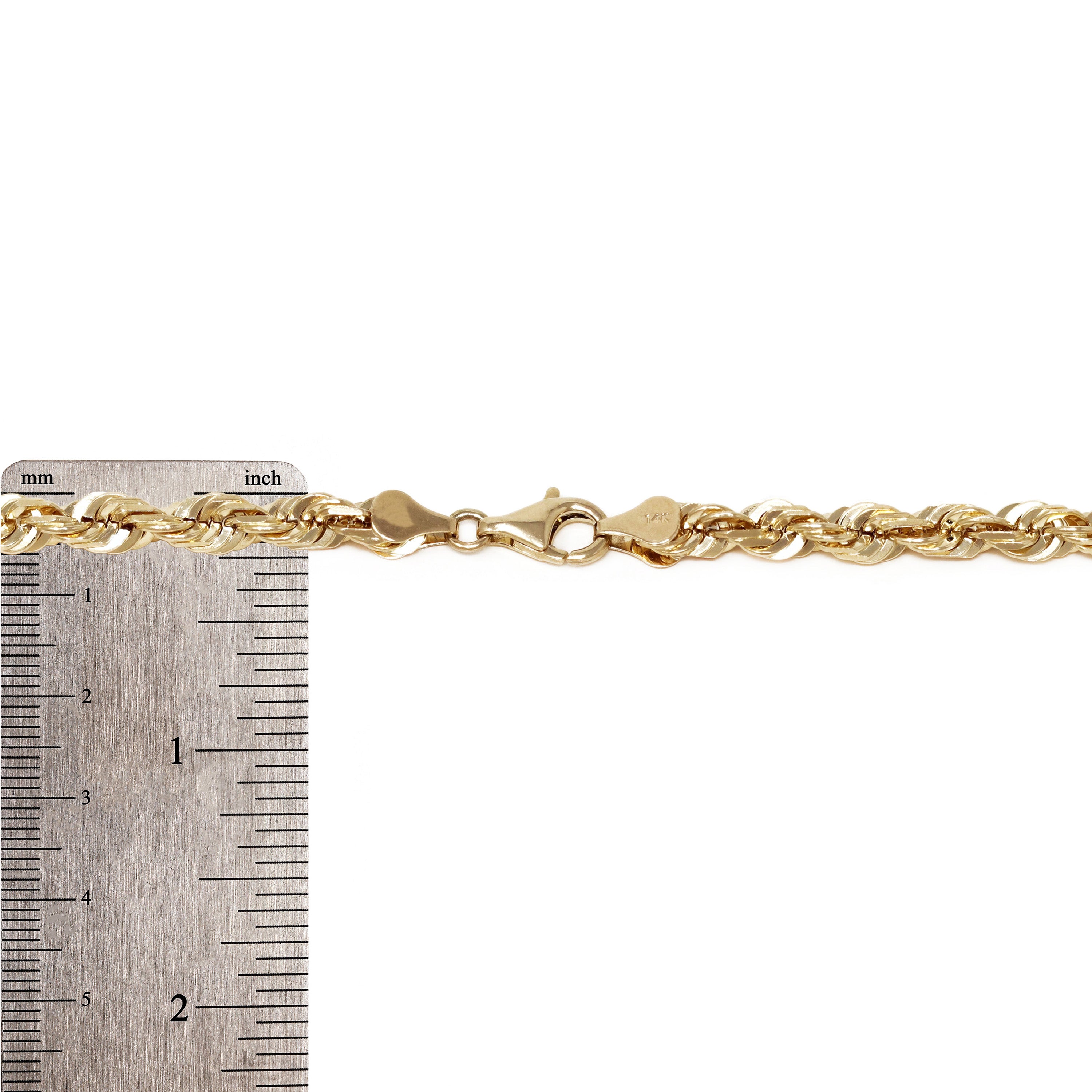 14k Yellow Gold Solid Diamond Cut Rope Chain Necklace 20" 6mm 54 grams - 20" 6mm