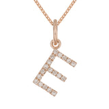 14k Rose Gold Diamond Initial Letter E Charm Pendant Necklace 18" - Letter E,Rose