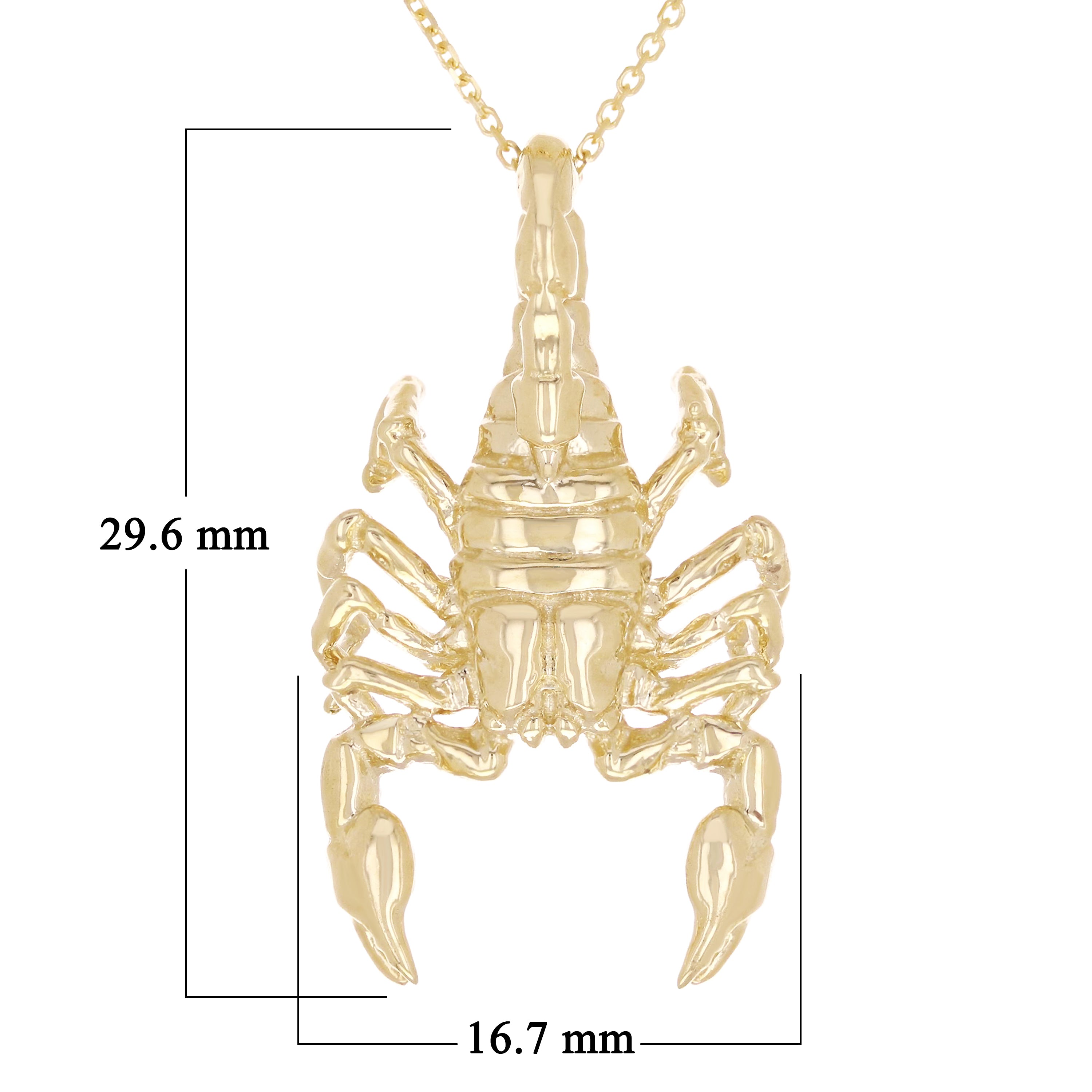 14k Yellow Gold Detailed Scorpion Necklace 18" 6.6 grams
