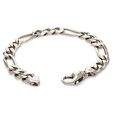 10k White Gold Figaro Chain Bracelet Heavy Solid Gold 7" 10.5mm 31.3 grams - White,7"