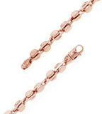 14k Rose Gold Handmade Fashion Link Bracelet 8.5" 6mm 33 grams - Rose,8.5"