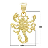 14k Yellow Gold Solid Diamond Cut Scorpion Insect Charm Pendant 1.5 grams