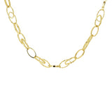 Italian 14k Yellow Gold Plain & Diamond Cut Oval Link Necklace 18" 10.4 grams - 18" 10.4 grams