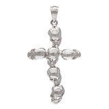 14k White Gold Solid High Polished Cross Skull Charm Pendant 1.65" 4.8 grams