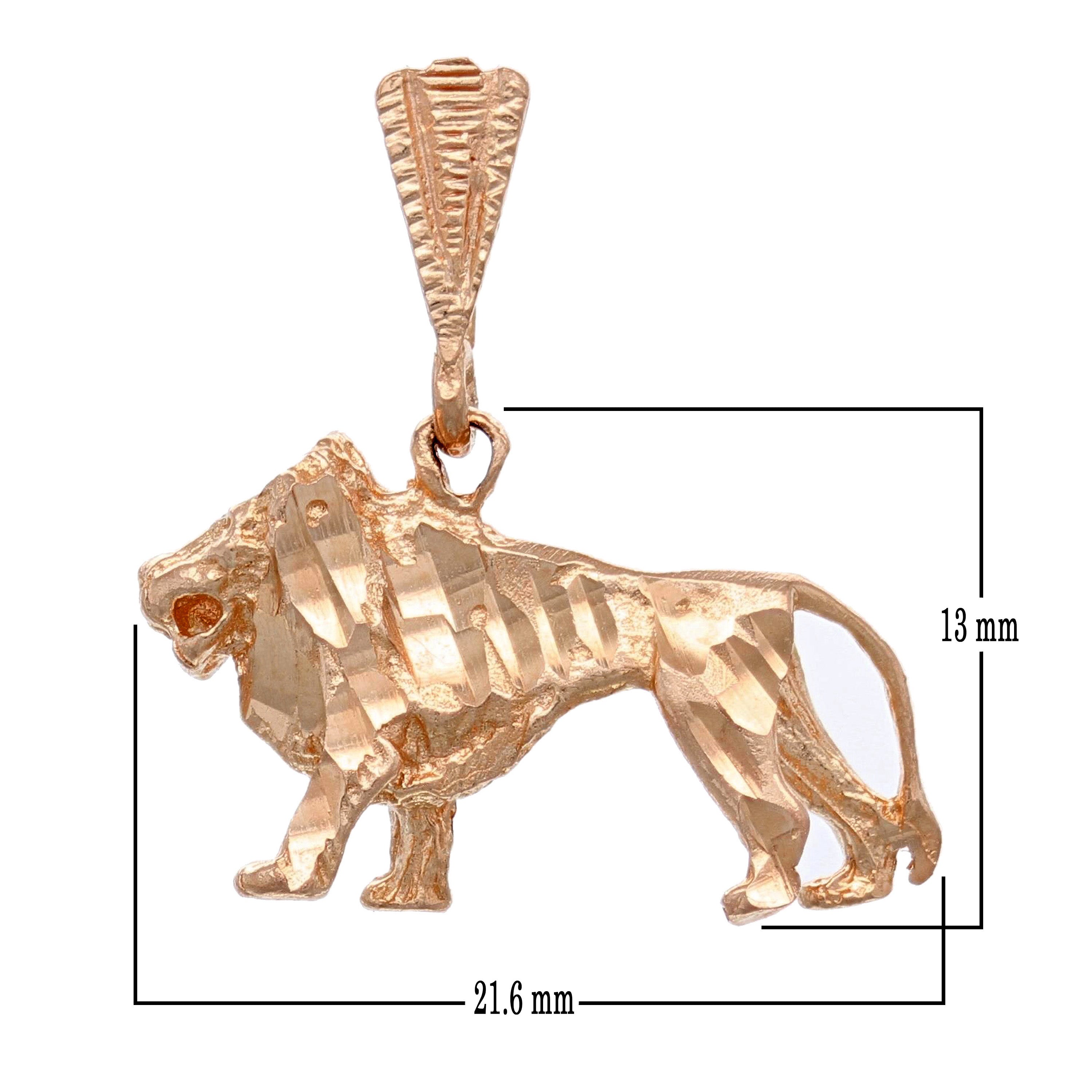14k Rose Gold Diamond Cut Lion Charm Pendant 3.6 grams - Rose
