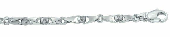 10k White Gold Handmade Fashion Link Bracelet 7.75