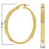 Italian 14k Two-Tone Gold Hollow Screw Design Hoop Earrings 1.2" 3mm 2.7 grams
