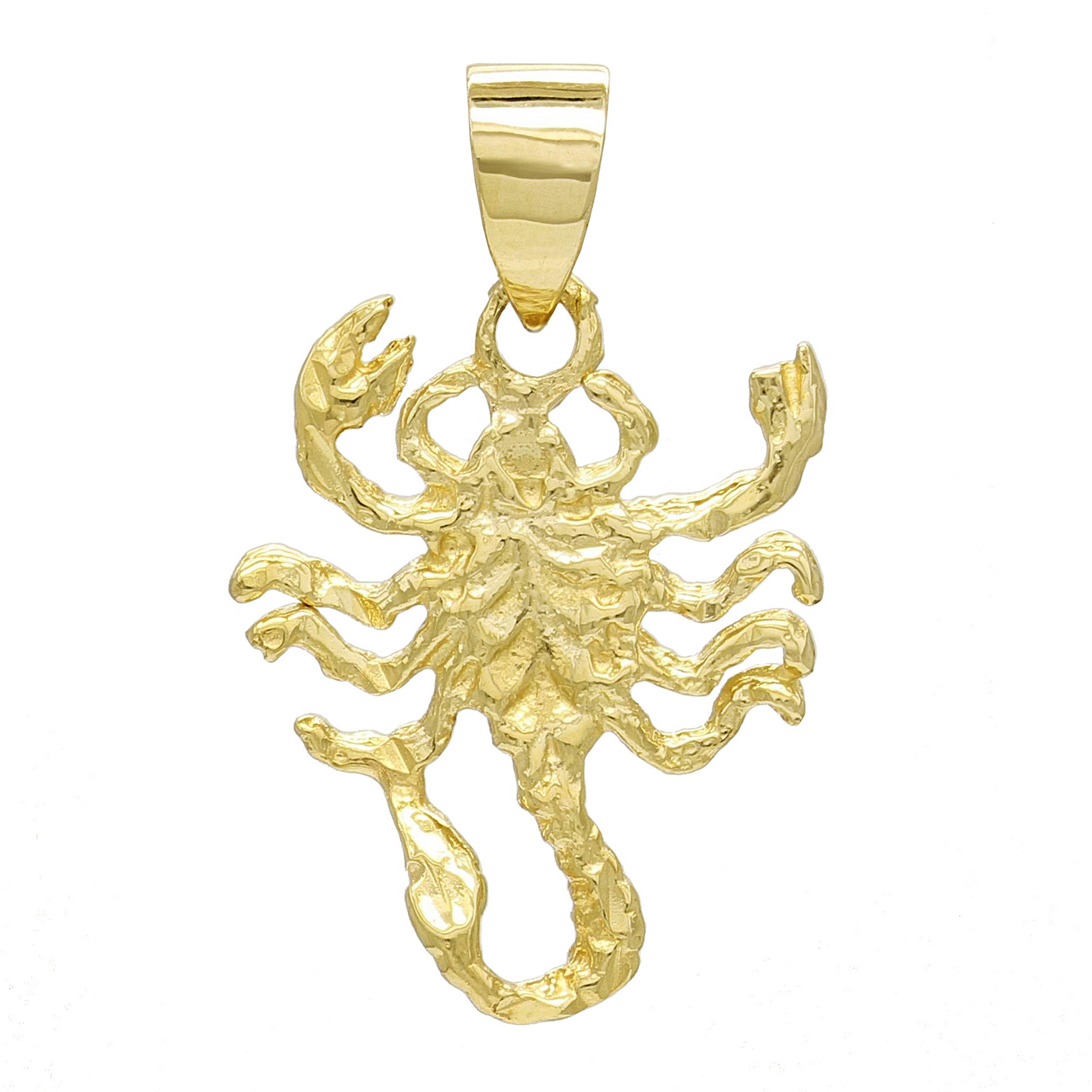 14k Yellow Gold Solid Diamond Cut Scorpion Insect Charm Pendant 1.5 grams