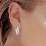 14k White Gold 1/2 ctw Diamond Hoop Earrings