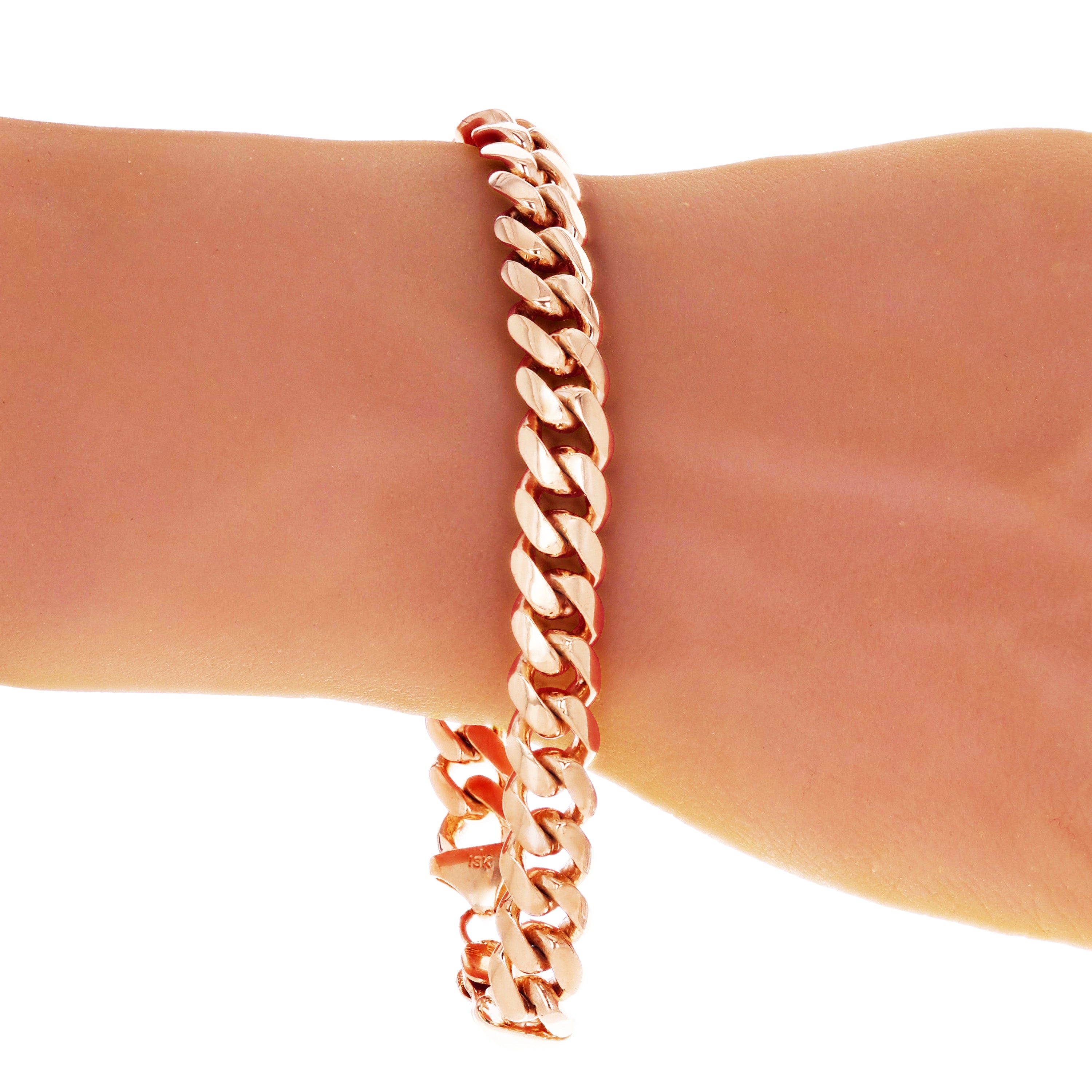 10k Rose Gold Solid Heavy Miami Cuban Link Chain Bracelet 8" 10mm  46.6 grams - Rose,8" 46.6 grams