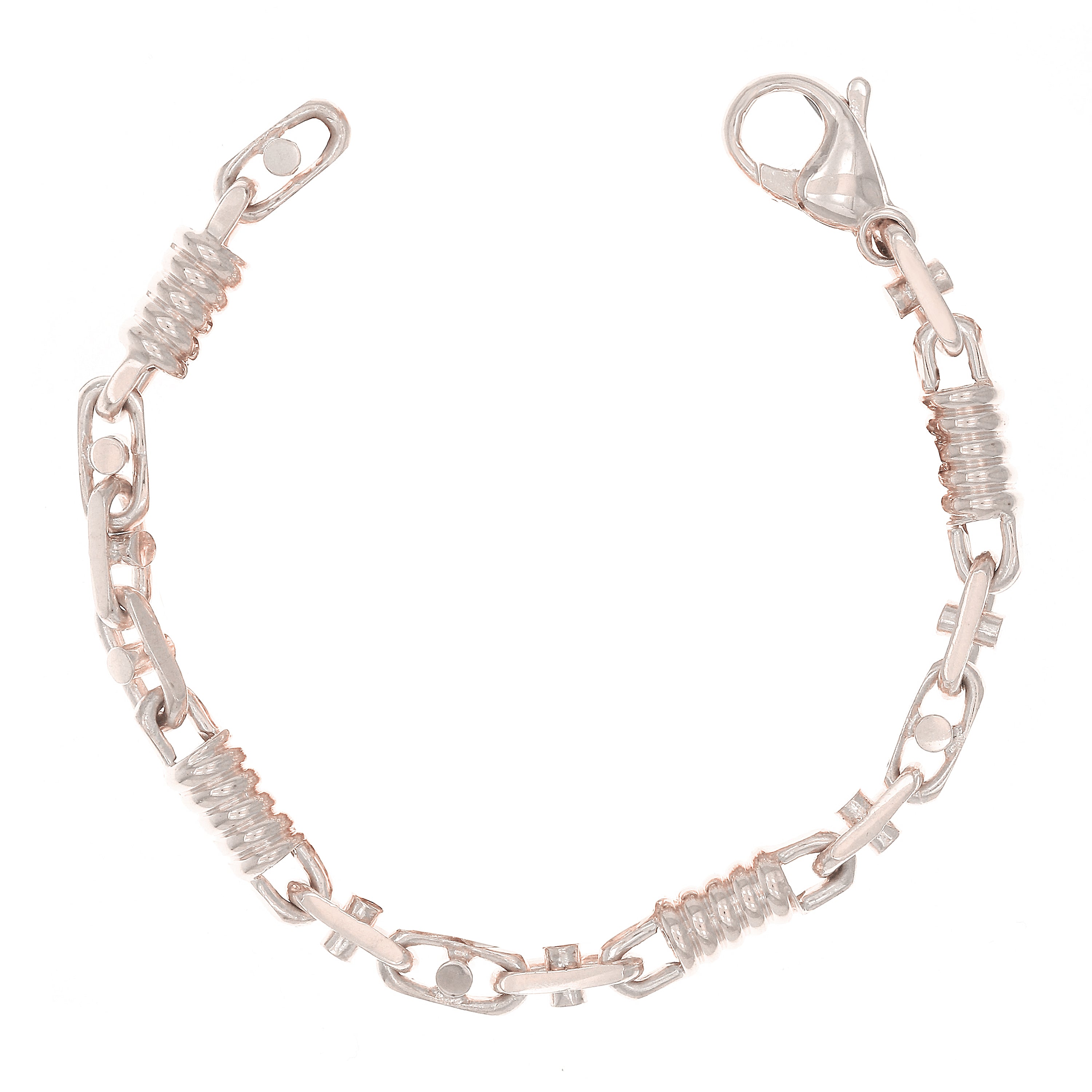 10k White Gold Handmade Spring Barrel Link Bracelet 9" 5.3mm 17.1 grams - White,9"