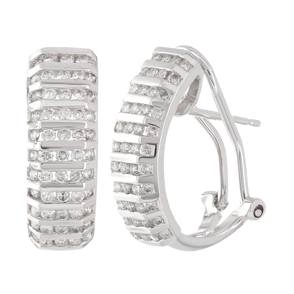 14k White Gold 0.70ctw Diamond Pave Half Hoop Earrings