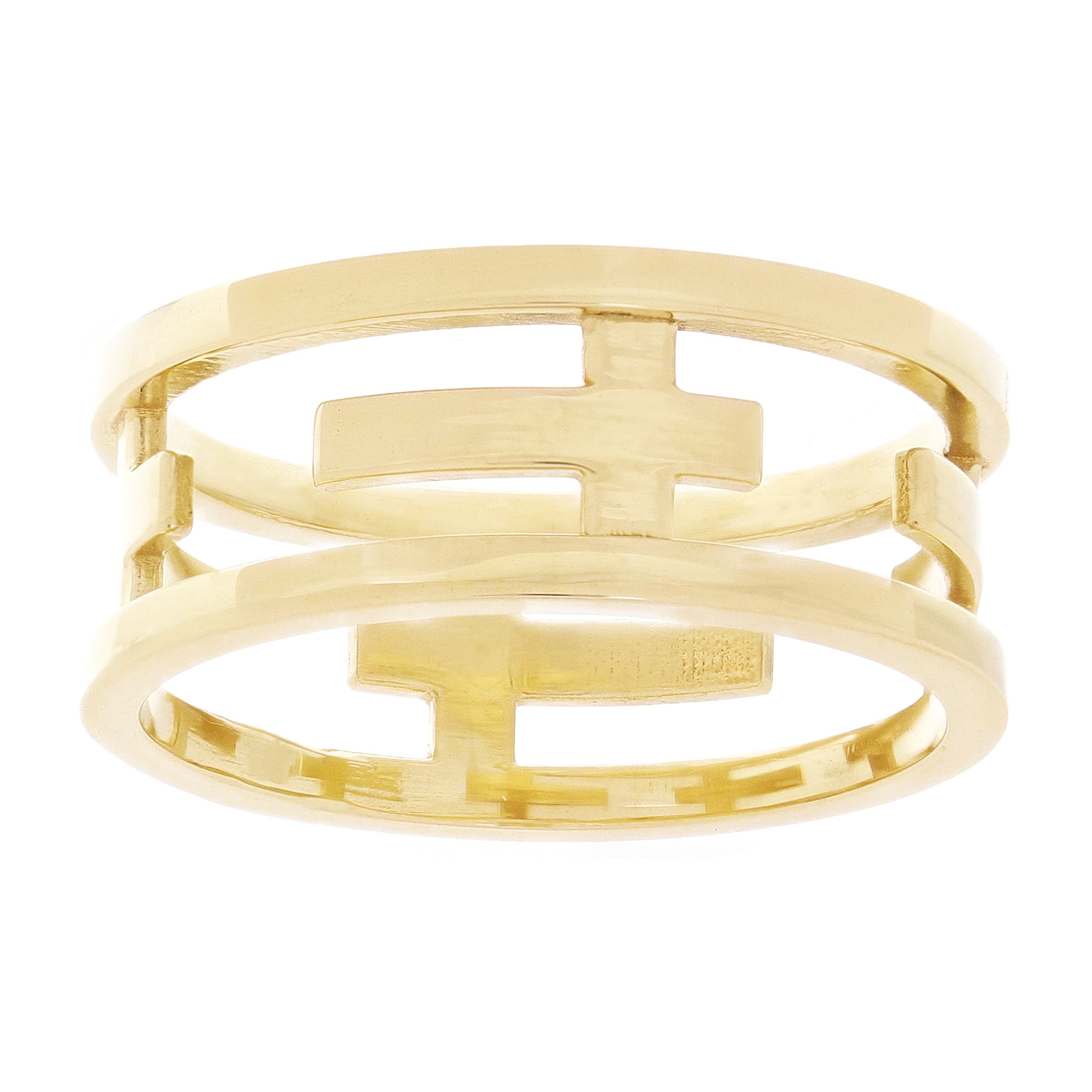 14k Yellow Gold Eternity Sideways Cross Ring Size 8 - 8.3mm 4.9 grams