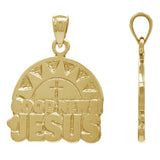 14k Yellow Gold Sun Cross GOOD NEWS JESUS Pendant - Yellow