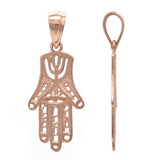 14k Rose Gold Solid Hand Of Fatima Hamsa Charm Pendant 1 gram - Rose